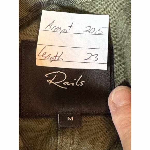 Rails Collin Leopard Print Utility Military Jacket Sz Medium Linen Blend Safari - Picture 2 of 9